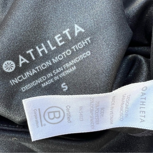 Athleta Inclination Moto tight Women’s Size Small Black‎ Metallic Pullon Style - Picture 3 of 17